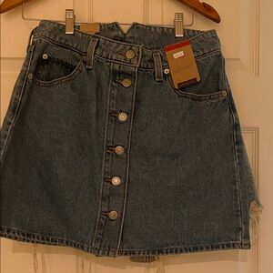 Denim Button-Front Skirt